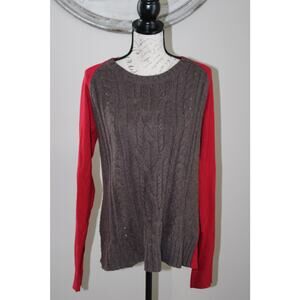 Chelsea & Violet Womens Sweater Long Sleeve brown and red Size L